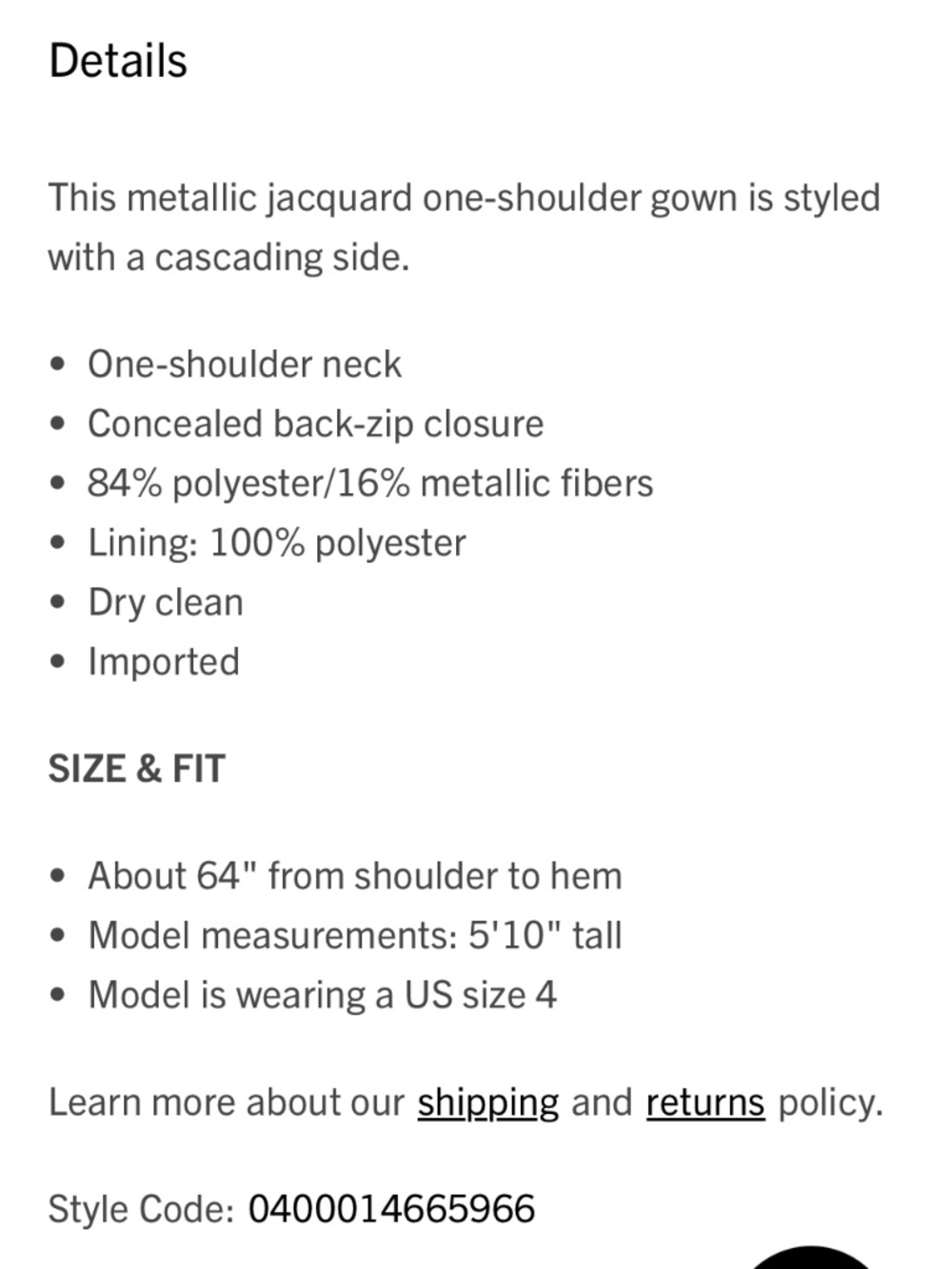 Teri Jon by Rickie Freeman Metallic One Shoulder Jacquard Gown Size 2 Black Blue - Picture 10 of 10
